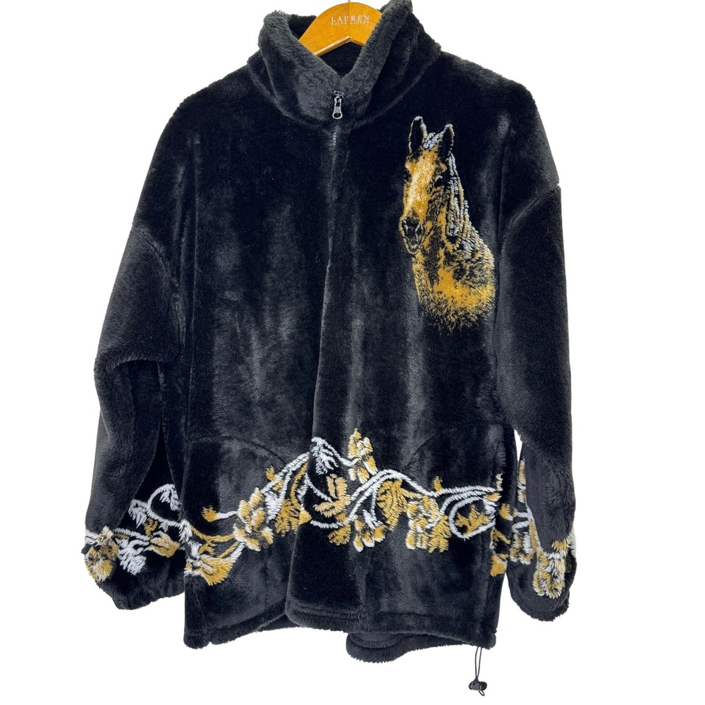 Vintage Natural Reflections Horse Jacket Large Black/Tan
